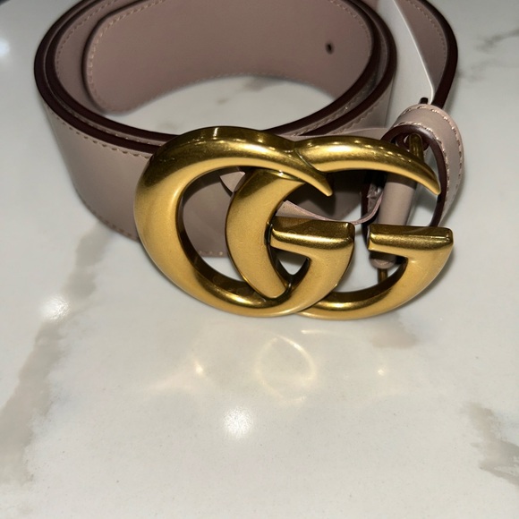 Gucci Taupe Leather Belt with Gold Buckle - Picture 5 of 6